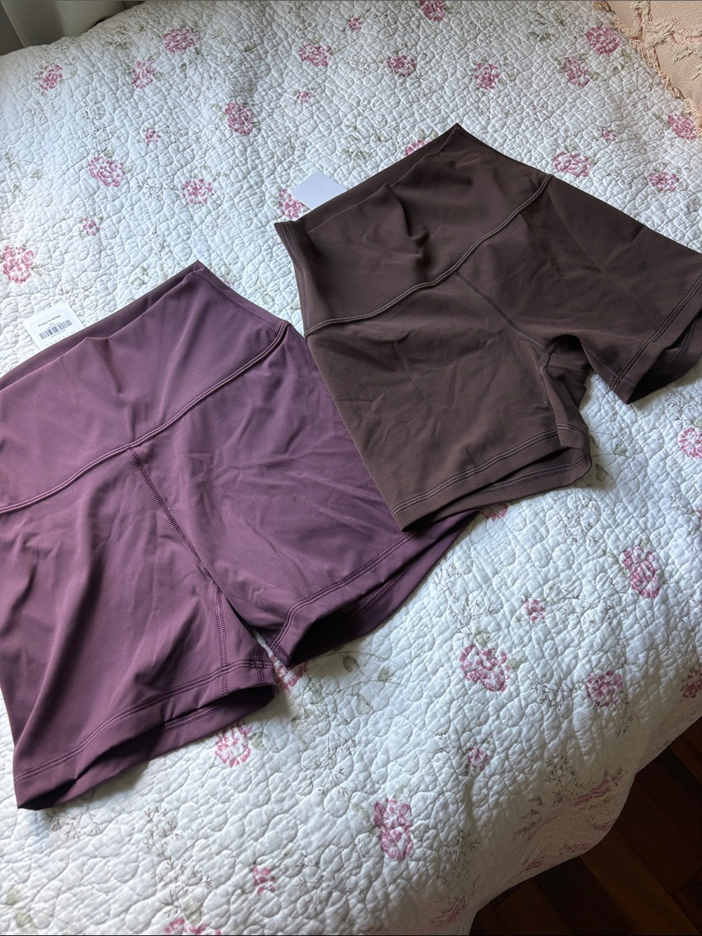NWT CRZ Yoga High-Waist Women's biker Shorts 3” Plum and Chocolate size S